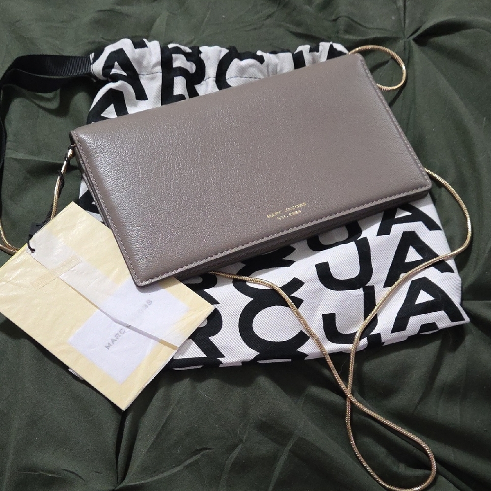 Marc Jacobs Taupe Leather Crossbody with Gold Chain